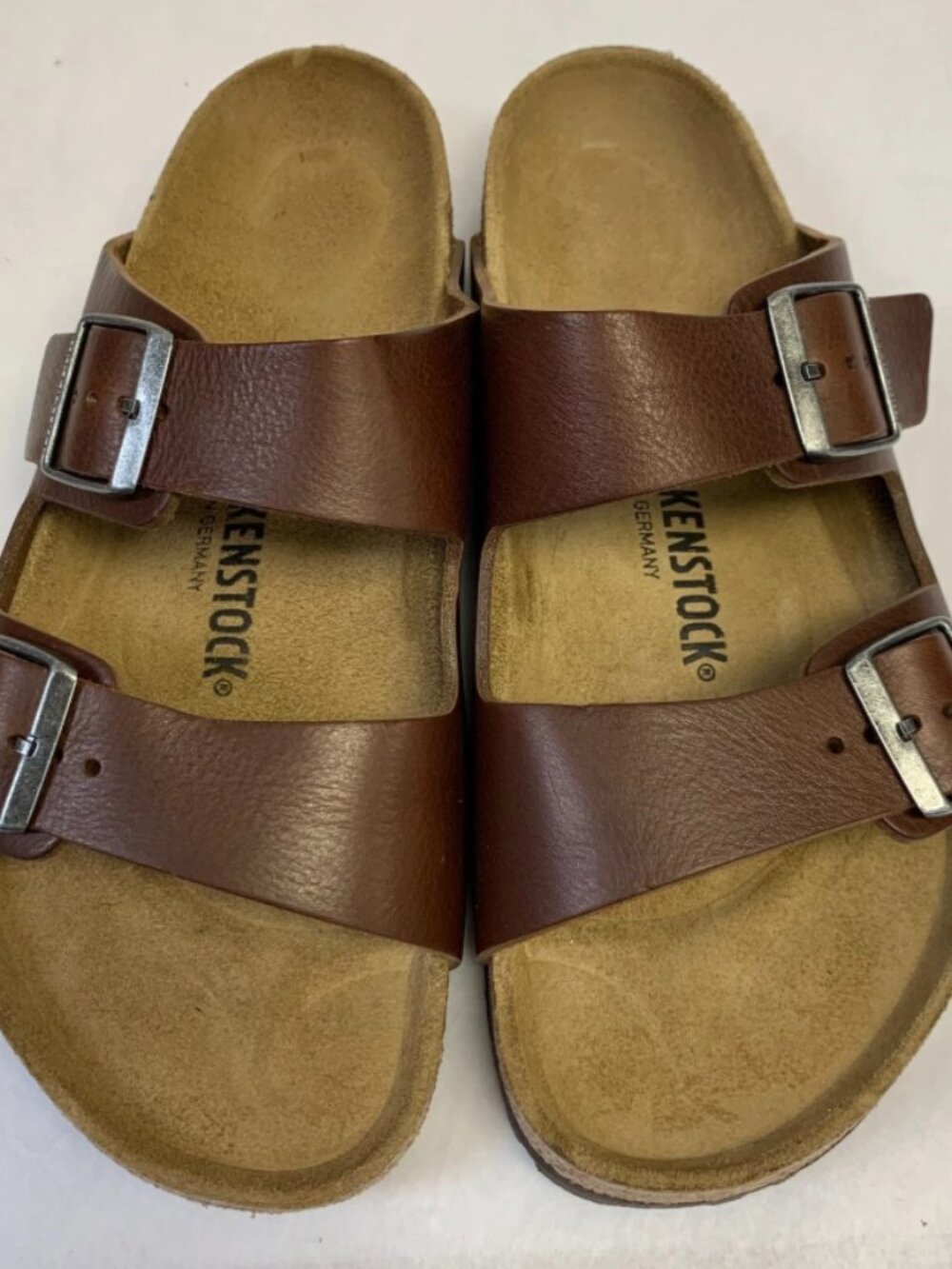 Birkenstock Arizona Grip Vintage Wood Roast Natural Leather Regular Width